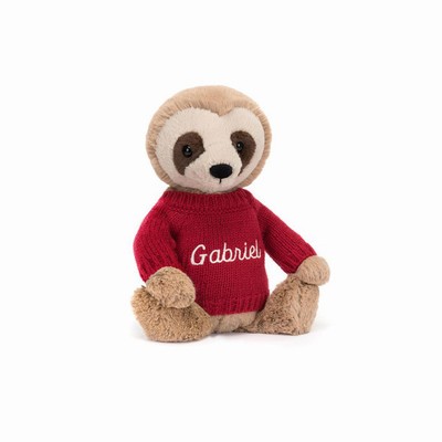 Jellycat Bashful Sloth with Red Jumper New Zealand | CRFOV7946